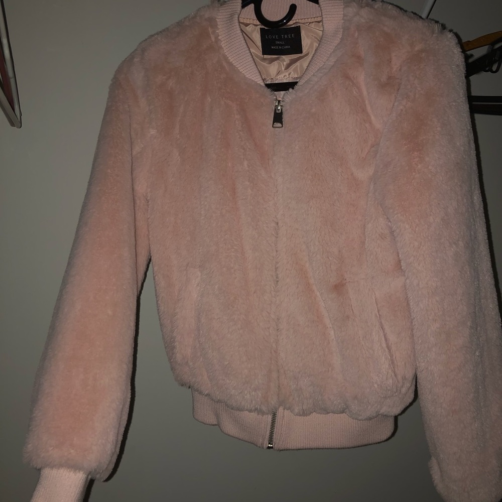 Pink furry jacket